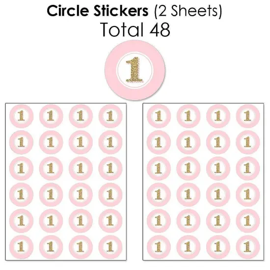 Big Dot of Happiness 1st Birthday Girl - Fun to be One - First Birthday Party Candy Favor Sticker Kit - 304 Pieces {7}