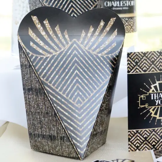 Big Dot of Happiness Roaring 20's - 1920s Art Deco Jazz Party Favors - Gift Heart Shaped Favor Boxes for Women - Set of 12 {7}