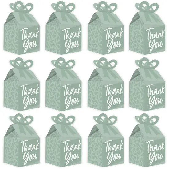 Big Dot of Happiness Sage Green Elegantly Simple - Square Favor Gift Boxes - Guest Party Favors Bow Boxes - Set of 12 {6}