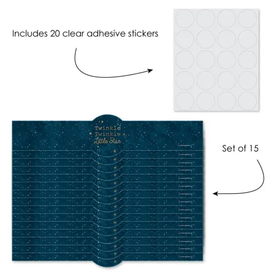 Big Dot of Happiness Twinkle Twinkle Little Star - DIY Party Supplies - Baby Shower or Birthday Party DIY Wrapper Favors & Decorations - Set of 15 {3}