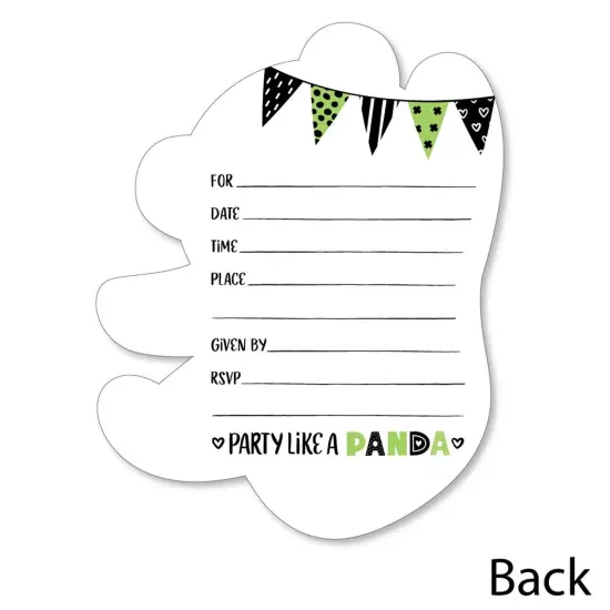 Big Dot of Happiness Party Like a Panda Bear - Shaped Fill-In Invitations - Baby Shower or Birthday Party Invitation Cards with Envelopes - Set of 12 {4}