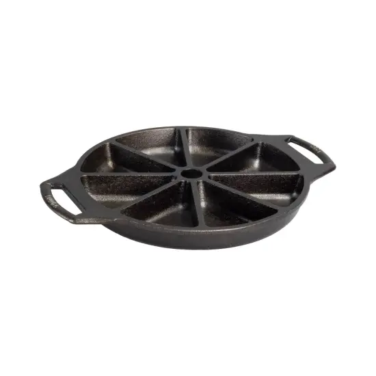Lodge Cast Iron Wedge Pan Seasoned Dual Handles Makes 8 Pieces {3}