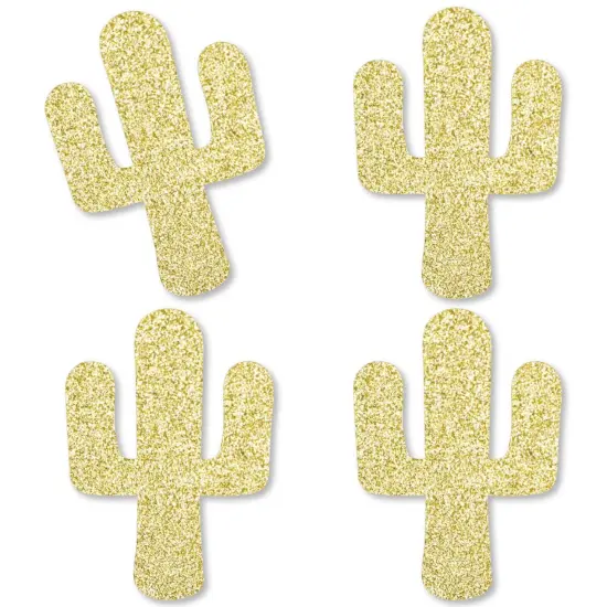 Big Dot of Happiness Gold Glitter Cactus - No-Mess Real Gold Glitter Cut-Outs - Christmas Cactus Party Confetti - Set of 24 {1}
