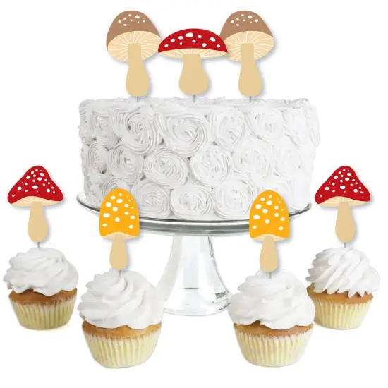 Big Dot of Happiness Wild Mushrooms - Dessert Cupcake Toppers - Red Toadstool Party Clear Treat Picks - Set of 24 {1}
