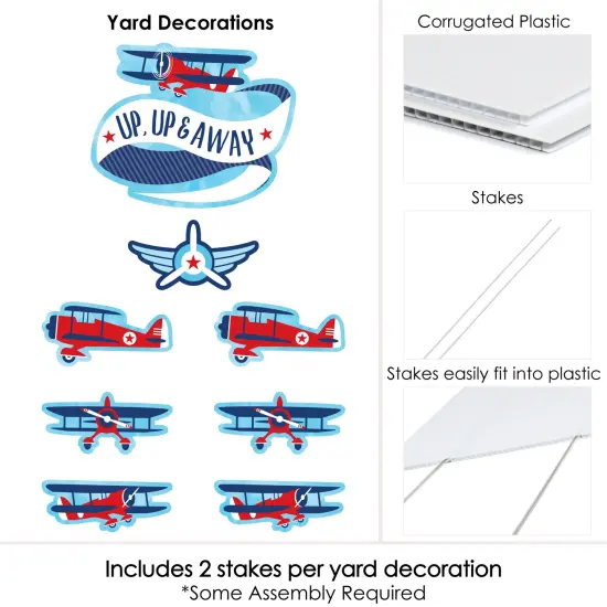 Big Dot of Happiness Taking Flight - Airplane - Yard Sign & Outdoor Lawn Decorations - Vintage Plane Party Yard Signs - Set of 8 {6}