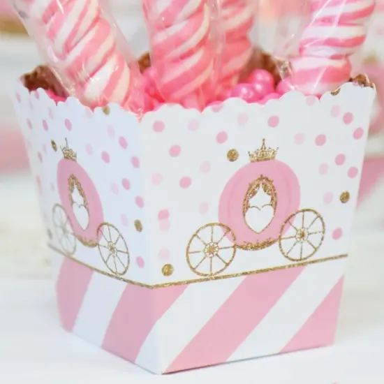 Big Dot of Happiness Little Princess Crown - Party Mini Favor Boxes - Pink & Gold Princess Baby Shower or Birthday Party Treat Candy Boxes - Set of 12 {7}