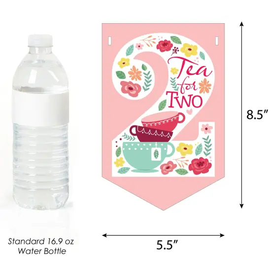Big Dot of Happiness 2nd Birthday Tea for Two - Garden Second Birthday Party Bunting Banner - Party Decorations - Happy 2nd Birthday {3}