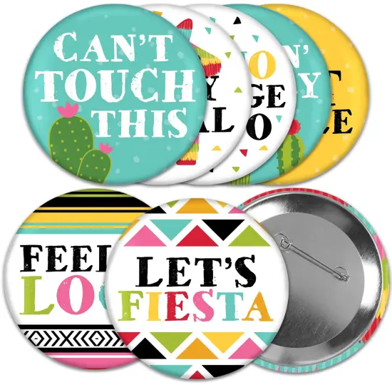 Big Dot of Happiness Let's Fiesta - 3 inch Fiesta Badge - Pinback Buttons - Set of 8 {1}