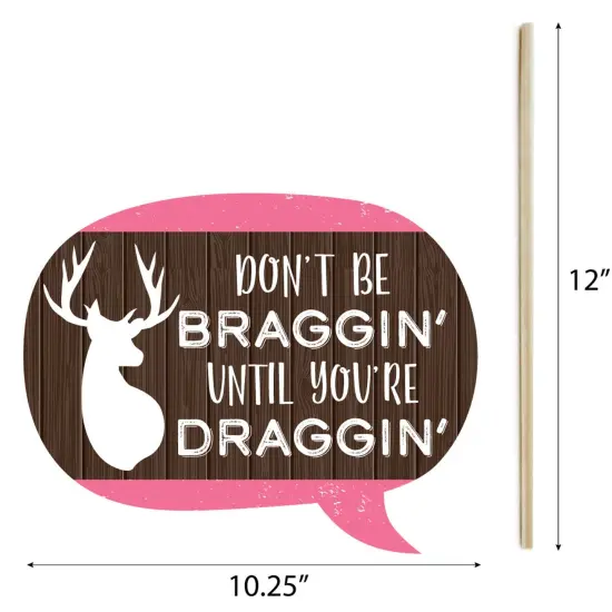 Big Dot of Happiness Pink Gone Hunting - Deer Hunting Girl Camo Baby Shower or Birthday Party Photo Booth Props Kit - 20 Count {7}