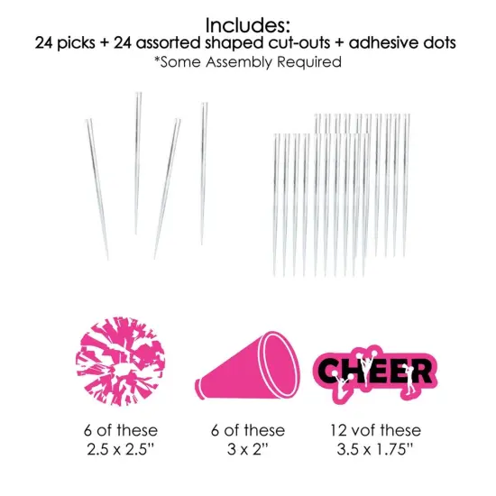 Big Dot of Happiness We Got Spirit - Cheerleading - Dessert Cupcake Toppers - Birthday Party or Cheerleader Party Clear Treat Picks - Set of 24 {7}