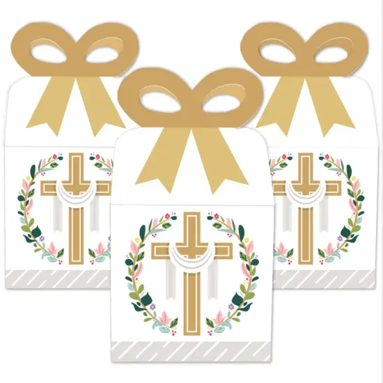 Big Dot of Happiness Religious Easter - Square Favor Gift Boxes - Christian Holiday Party Bow Boxes - Set of 12 {3}