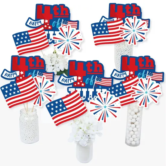 Big Dot of Happiness Firecracker 4th of July -Party Centerpiece Sticks - Table Toppers - Set of 15 {3}