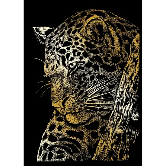 Royal & Langnickel(R) Gold Foil Engraving Art Mini Kit 5"X7"-Leopard In Tree {2}