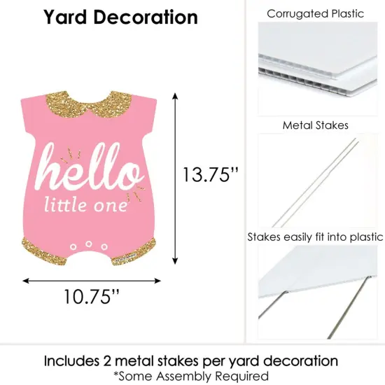 Big Dot of Happiness Hello Little One - Pink and Gold - Outdoor Lawn Sign - Girl Baby Shower Yard Sign - 1 Piece {7}