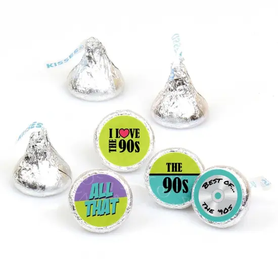 Big Dot of Happiness 90's Throwback - 1990s Party Round Candy Sticker Favors - Labels Fits Chocolate Candy (1 sheet of 108) {1}