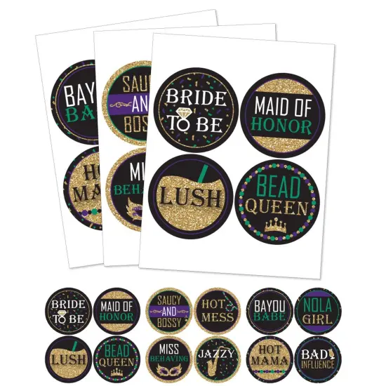 Big Dot of Happiness Nola Bride Squad - New Orleans Bachelorette Party Funny Name Tags - Party Badges Sticker Set of 12 {3}