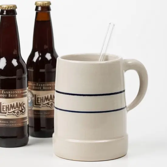 Martinez Pottery Heritage Blue Stripe Handmade Stoneware Large Stein Mug, 36 fluid ounces {3}