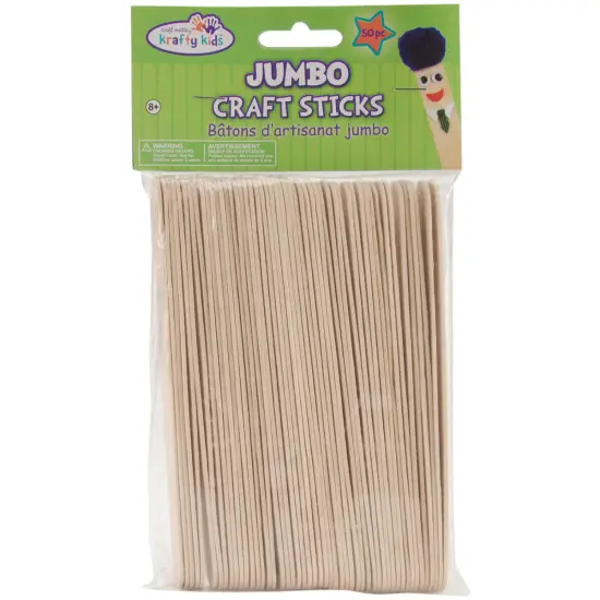 Krafty Kids Jumbo Craft Sticks-Natural 6" 50/Pkg {1}