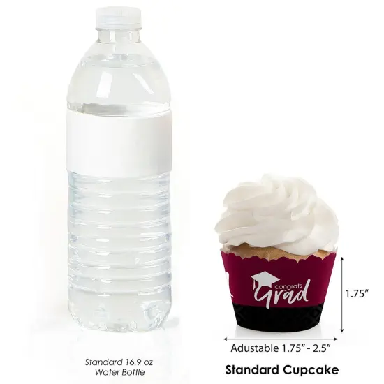 Big Dot of Happiness Maroon Graduation Party Decorations - Party Cupcake Wrappers - Set of 12 {4}