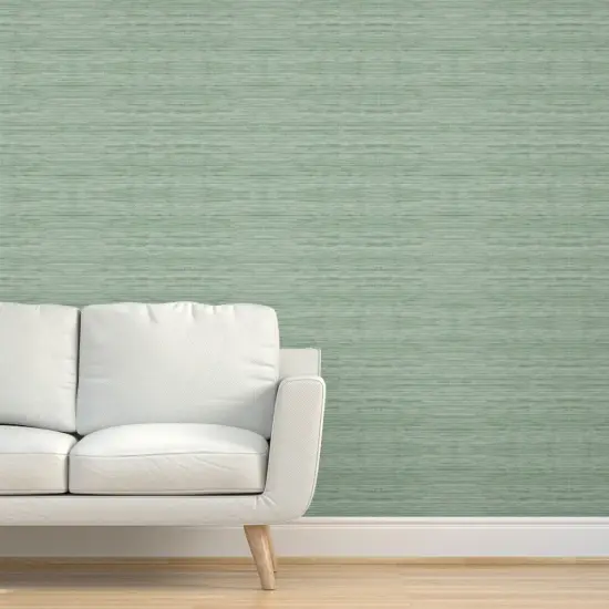Pre-Pasted Wallpaper 2FT Wide Sage Green Simple Coastal Nautical Neutral Custom Pre-pasted Wallpaper by Spoonflower {5}