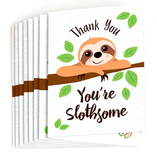 Big Dot of Happiness Let's Hang - Sloth - Baby Shower or Birthday Party Thank You Cards (8 count) {3}