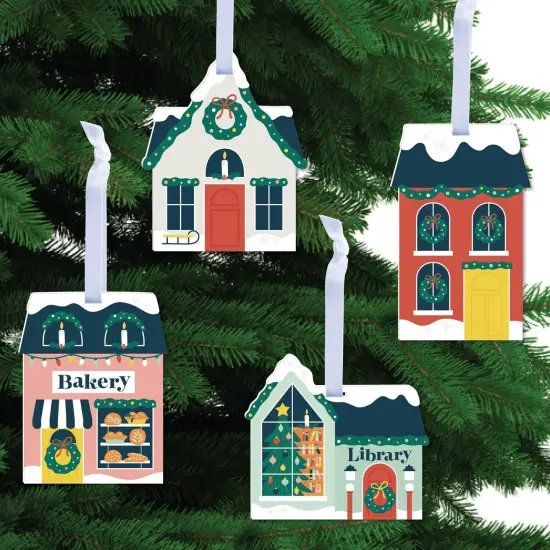 Big Dot of Happiness Christmas Village - Holiday Winter Houses Decorations - Christmas Tree Ornaments - Set of 12 {1}