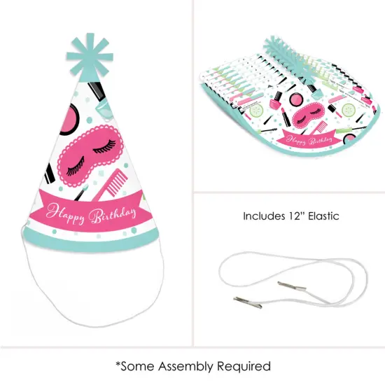Big Dot of Happiness Spa Day - Cone Happy Birthday Party Hats for Kids and Adults - Set of 8 (Standard Size) {6}