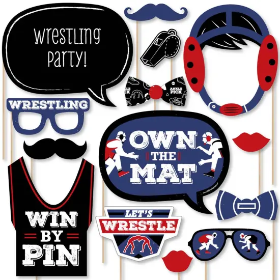 Big Dot of Happiness Own the Mat - Wrestling - Birthday Party or Wrestler Party Photo Booth Props Kit - 20 Count {1}