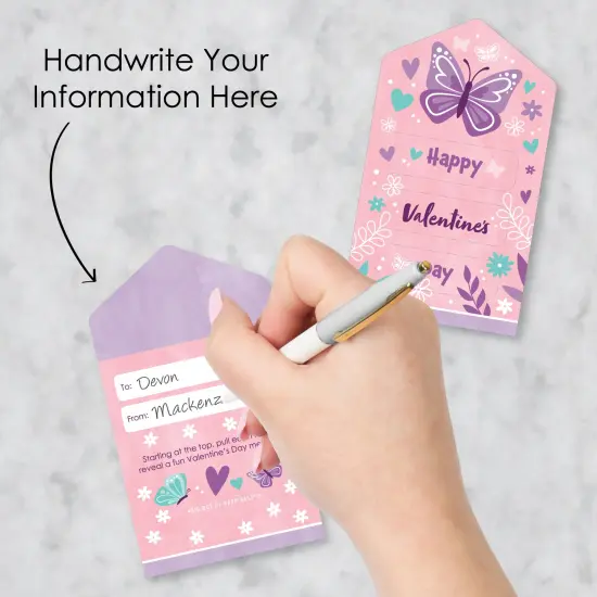 Big Dot of Happiness Beautiful Butterfly - Floral Cards for Kids - Happy Valentine's Day Pull Tabs - Set of 12 {4}