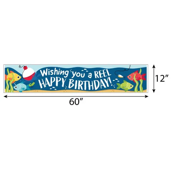 Big Dot of Happiness Let's Go Fishing - Happy Birthday Fish Themed Decorations Party Banner {3}