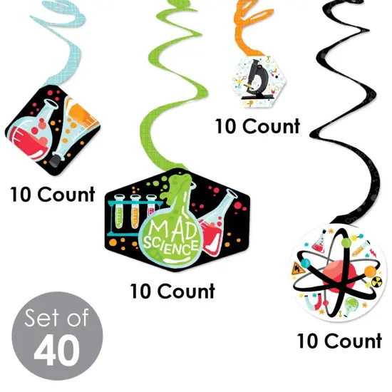Big Dot of Happiness Scientist Lab - Baby Shower or Birthday Party Hanging Decor - Party Decoration Swirls - Set of 40 {6}