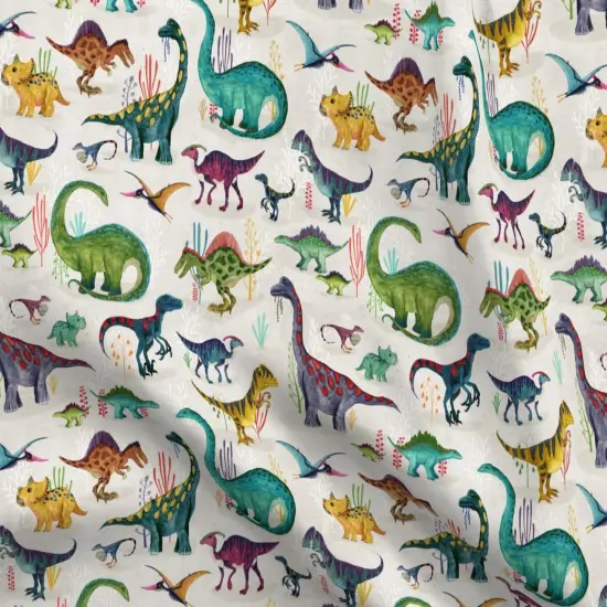 Various Fabrics by the Yard or Fat Quarter Dinosaur Jurassic Prehistoric Colorful Watercolor Hand Drawn Animals Custom Printed Fabric by Spoonflower {5}