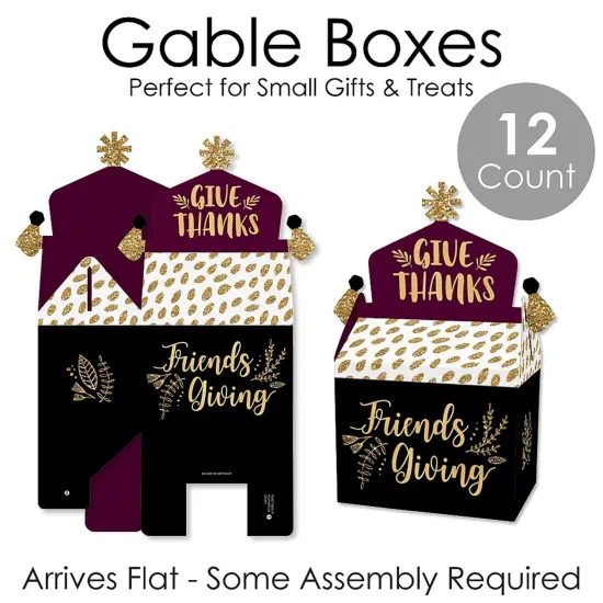 Big Dot of Happiness Elegant Thankful for Friends - Treat Box Party Favors - Friendsgiving Thanksgiving Party Goodie Gable Boxes - Set of 12 {7}