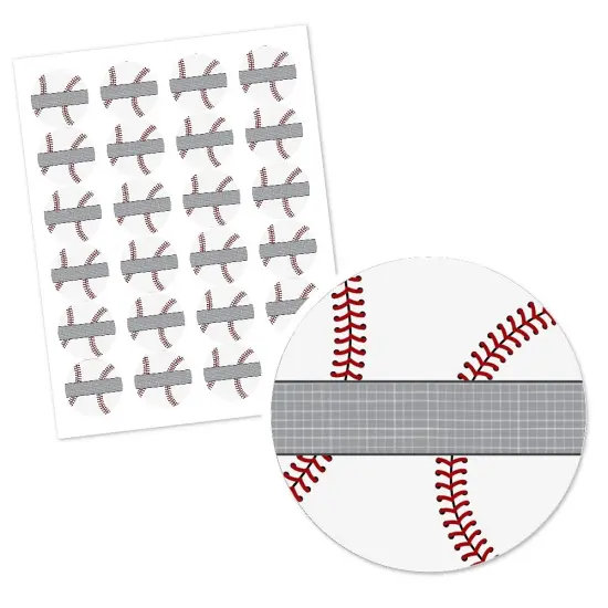 Big Dot of Happiness Batter Up - Baseball - Baby Shower or Birthday Party Circle Sticker Labels - 24 Count {3}