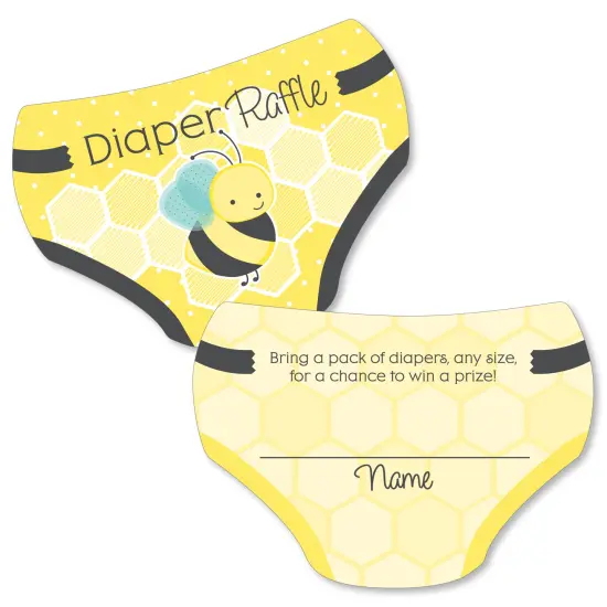 Big Dot of Happiness Honey Bee - Diaper Shaped Raffle Ticket Inserts - Baby Shower Activities - Diaper Raffle Game - Set of 24 {1}