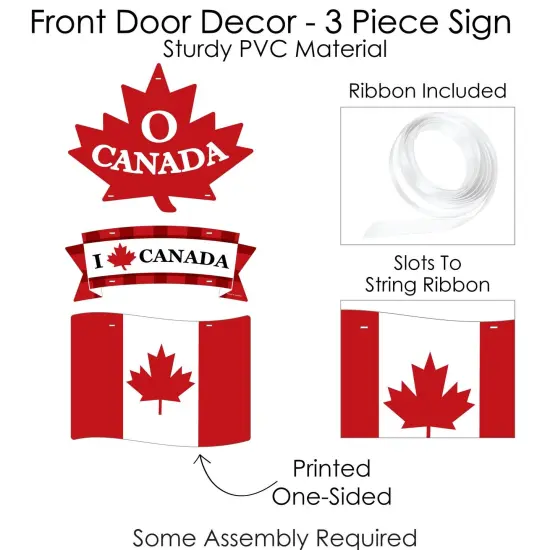 Big Dot of Happiness Canada Day - Hanging Porch Canadian Party Outdoor Decorations - Front Door Decor - 3 Piece Sign {6}