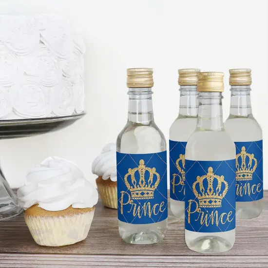 Big Dot of Happiness Royal Prince Charming - Mini Wine and Champagne Bottle Label Stickers - Baby Shower or Birthday Party Favor Gift - Set of 16 {4}