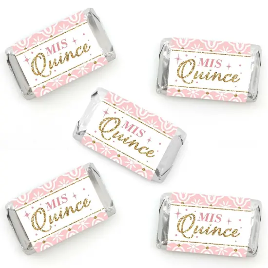 Big Dot of Happiness Mis Quince Anos - Mini Candy Bar Wrapper Stickers - Quinceanera Sweet 15 Birthday Party Small Favors - 40 Count {1}