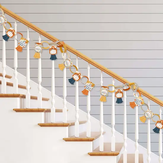 Big Dot of Happiness Happy Thanksgiving - 90 Chain Links and 30 Paper Tassels Decoration Kit - Fall Harvest Party Paper Chains Garland - 21 feet {3}