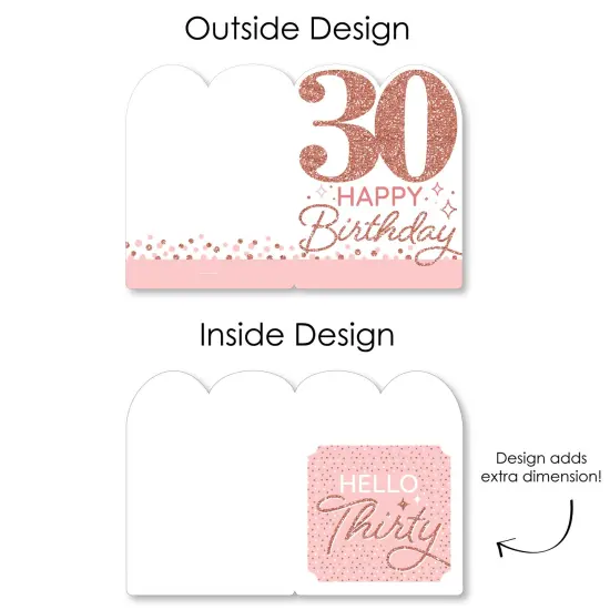 Big Dot of Happiness 30th Pink Rose Gold Birthday - Happy Birthday Giant Greeting Card - Big Shaped Jumborific Card - 16.5 x 22 inches {7}