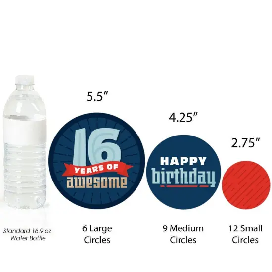 Big Dot of Happiness Boy 16th Birthday - Sweet Sixteen Birthday Party Giant Circle Confetti - Party Decorations - Large Confetti 27 Count {4}