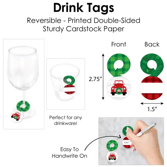 Big Dot of Happiness Merry Little Christmas Tree - Red Truck Christmas Party Paper Charger and Table Decorations Chargerific Kit for 8 {7}