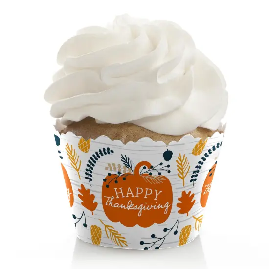Big Dot of Happiness Happy Thanksgiving - Fall Harvest Party Decorations - Party Cupcake Wrappers - Set of 12 {1}