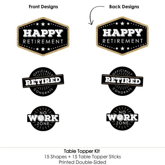 Big Dot of Happiness Happy Retirement - Retirement Party Centerpiece Sticks - Table Toppers - Set of 15 {6}