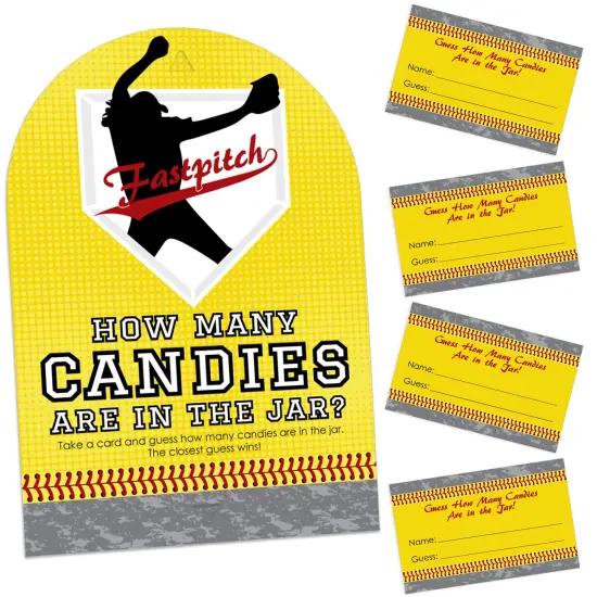 Big Dot of Happiness Grand Slam - Fastpitch Softball - How Many Candies Birthday Party or Baby Shower Candy Guessing Game {1}