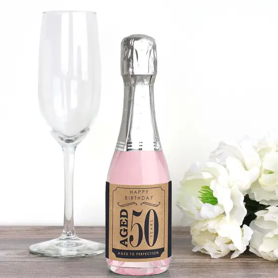 Big Dot of Happiness 50th Milestone Birthday - Mini Wine and Champagne Bottle Label Stickers - Birthday Party Favor Gift for Women and Men - Set of 16 {3}