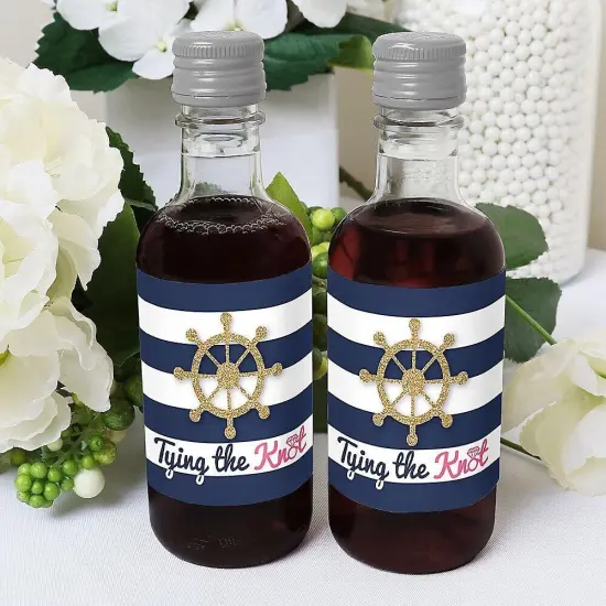 Big Dot of Happiness Last Sail Before the Veil - Mini Wine & Champagne Bottle Label Stickers - Nautical Bachelorette Bridal Shower Favor Gift - 16 Ct {6}