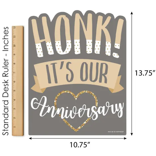 Big Dot of Happiness Honk, It's Our Anniversary - Outdoor Lawn Sign - Gold and Silver Wedding Anniversary Yard Sign - 1 Piece {6}