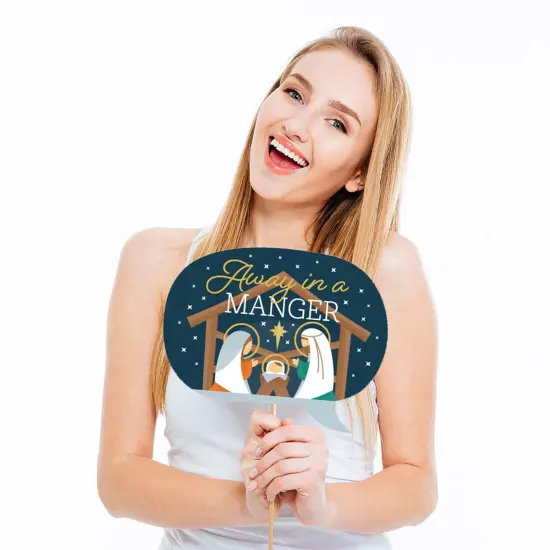 Big Dot of Happiness Holy Nativity - Manger Scene Religious Christmas Photo Booth Props Kit - 20 Count {4}