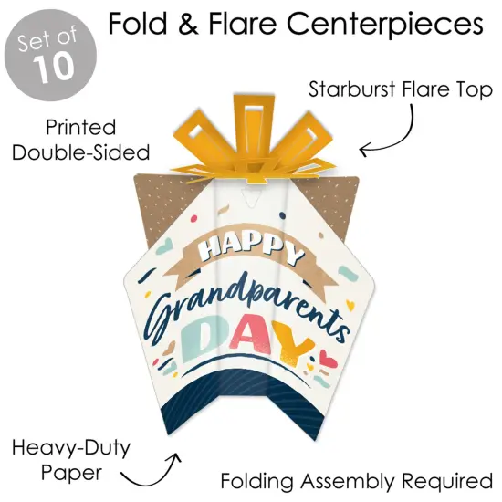 Big Dot of Happiness Happy Grandparents Day - Table Decorations - Grandma & Grandpa Party Fold and Flare Centerpieces - 10 Count {6}